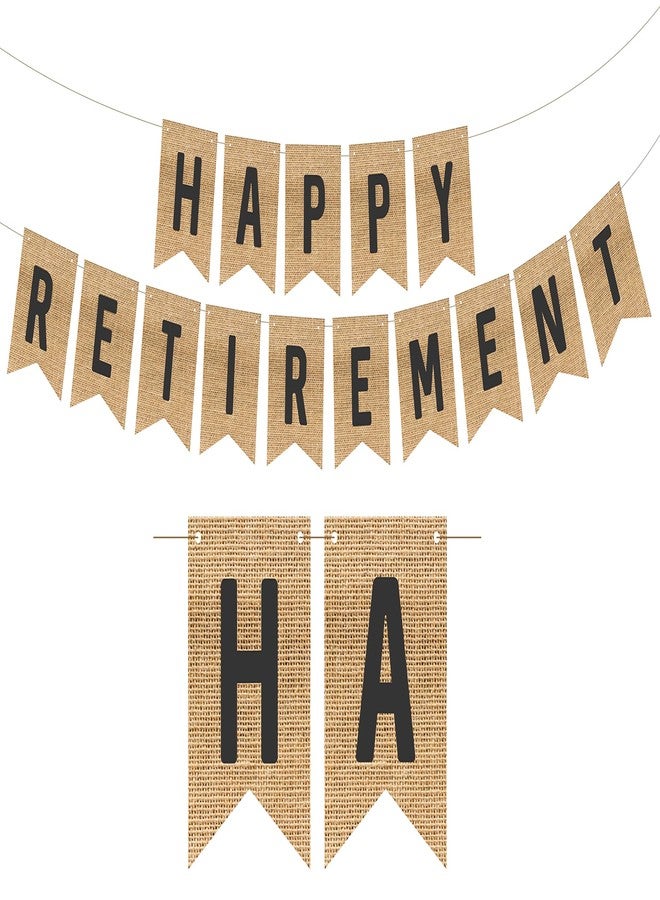 SVM CRAFT® Happy Retirement Banner, official retirement banner, Retirement Decorations , burlap banner- Luxurious Retirement Party Supplies for Women and Men- Hello Pension Goodbye Tension - Officially Retied Party Decoration Supplies The Legend Has Retired banner - Image 1